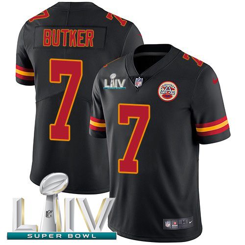 Chiefs #7 Harrison Butker Black Super Bowl LIV 2020 Youth Stitched Limited Rush Jersey