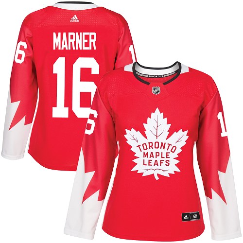 Adidas Maple Toronto Maple Leafs #16 Mitchell Marner Red Team Canada Authentic Women's Stitched Jersey Womens