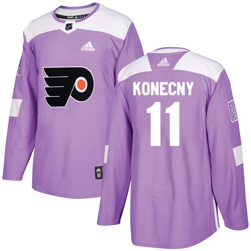 Adidas Philadelphia Flyers #11 Travis Konecny Purple Authentic Fights Cancer Stitched Youth Jersey Youth