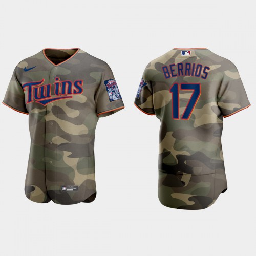 Minnesota Minnesota Twins #17 Jose Berrios Men's 2021 Armed Forces Day Authentic Jersey -Camo Men's