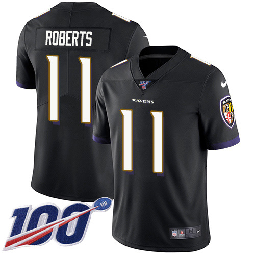 Baltimore Ravens #11 Seth Roberts Black Alternate Men's Stitched 100th Season Vapor Untouchable Limited Jersey Men's
