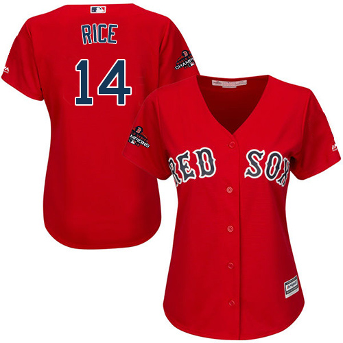 Boston Red Sox #14 Jim Rice Red Alternate 2018 World Series Champions Women's Stitched Jersey Womens