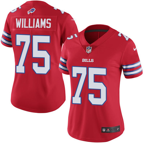 Buffalo Bills #75 Daryl Williams Red Women's Stitched Limited Rush Jersey Womens
