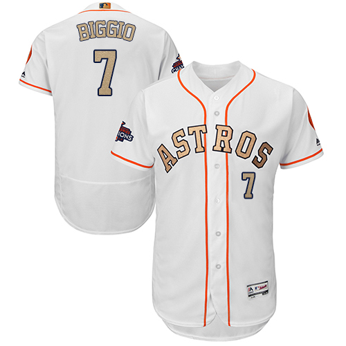 Houston Astros #7 Craig Biggio White FlexBase Authentic 2018 Gold Program Cool Base Stitched Jersey Men's