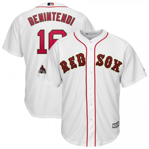 Boston Boston Red Sox #16 Andrew Benintendi Majestic 2019 Gold Program Cool Base Player Jersey White Men's