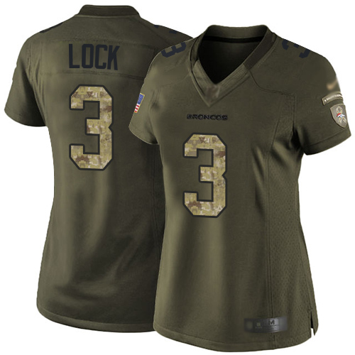 Denver Broncos #3 Drew Lock Green Women's Stitched Limited 2015 Salute to Service Jersey Womens