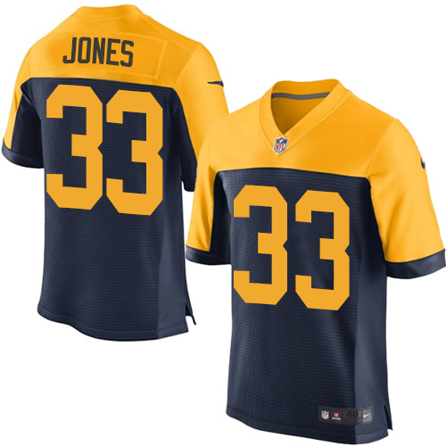 Packers #33 Aaron Jones Navy Blue Alternate Men's Stitched New Elite Jersey
