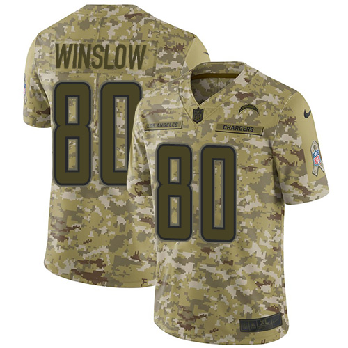 Los Angeles Chargers #80 Kellen Winslow Camo Youth Stitched Limited 2018 Salute to Service Jersey Youth
