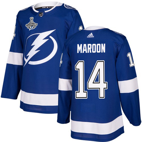 Adidas Tampa Bay Lightning #14 Pat Maroon Blue Home Authentic Youth 2020 Stanley Cup Champions Stitched Jersey Youth