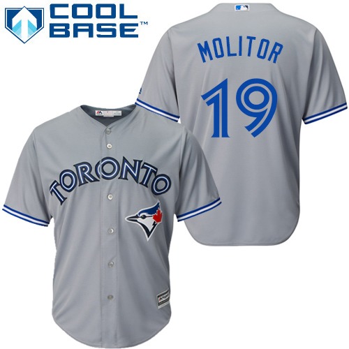 Toronto Blue Jays #19 Paul Molitor Grey Cool Base Stitched Youth Jersey Youth