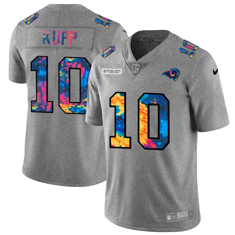 Los Angeles Rams #10 Cooper Kupp Men's Multi-Color 2020 Crucial Catch Jersey Greyheather