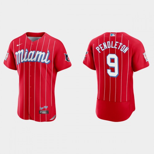 Miami Miami Marlins #9 Terry Pendleton Men's 2021 City Connect Authentic Jersey Red Men's