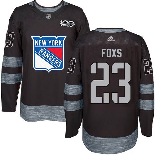 Adidas New York Rangers #23 Adam Foxs Black 1917-2017 100th Anniversary Stitched Jersey Men's