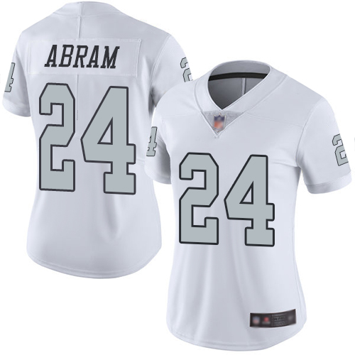 Raiders #24 Johnathan Abram White Women's Stitched Limited Rush Jersey