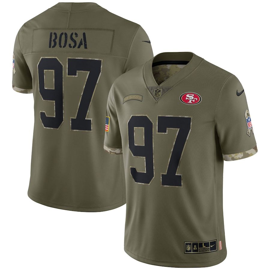 San Francisco 49ers #97 Nick Bosa Men's 2022 Salute To Service Limited Jersey - Olive