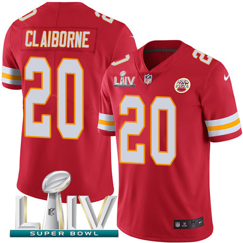 Kansas City Chiefs #20 Morris Claiborne Red Super Bowl LIV 2020 Team Color Men's Stitched Vapor Untouchable Limited Jersey Men's