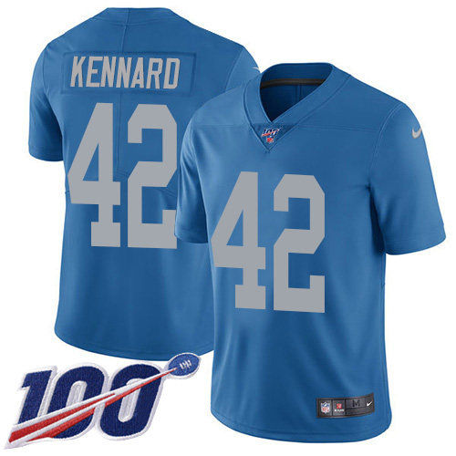 Detroit Lions #42 Devon Kennard Blue Throwback Youth Stitched 100th Season Vapor Untouchable Limited Jersey Youth