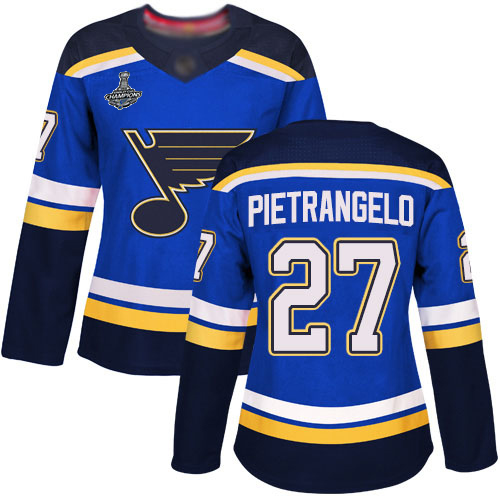 Adidas St. Louis Blues #27 Alex Pietrangelo Blue Home Authentic Stanley Cup Champions Women's Stitched Jersey Womens