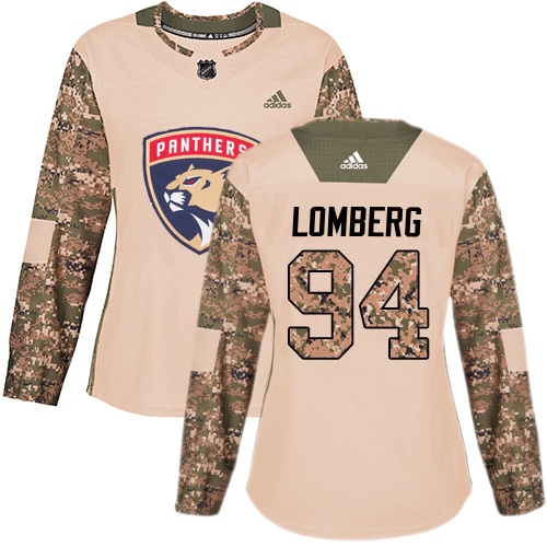 Adidas Panthers #94 Ryan Lomberg Camo Authentic 2017 Veterans Day Women's Stitched Jersey