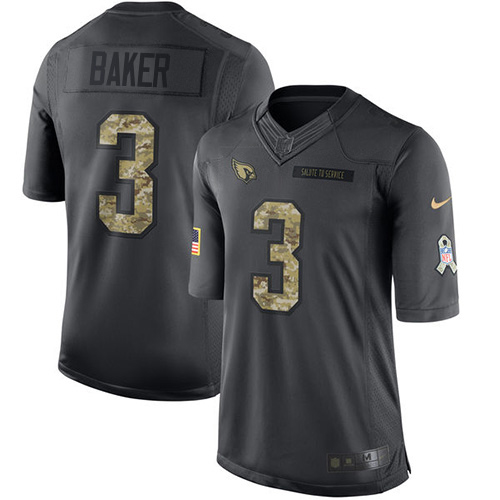 Cardinals #3 Budda Baker Black Men's Stitched Limited 2016 Salute To Service Jersey