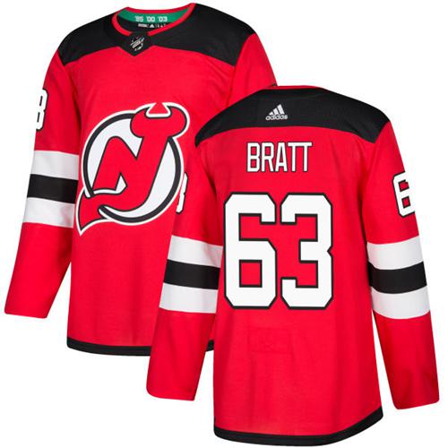 Adidas New Jersey Devils #63 Jesper Bratt Red Home Authentic Stitched Youth Jersey Youth