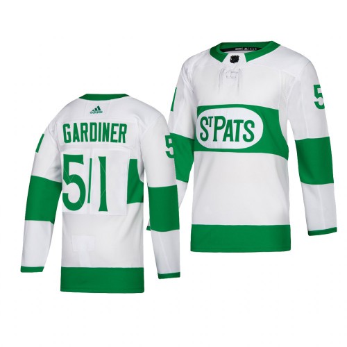 Maple Toronto Maple Leafs #51 Jake Gardiner adidas White 2019 St. Patrick's Day Authentic Player Stitched Jersey Men's