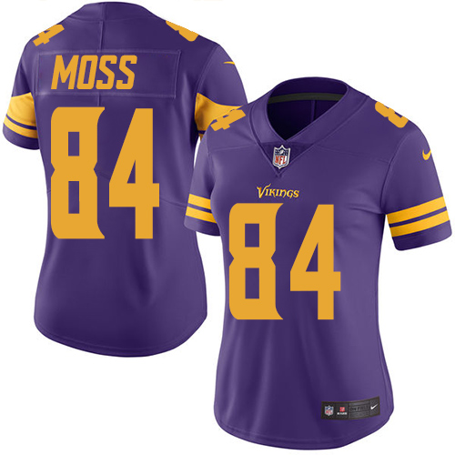 Vikings #84 Randy Moss Purple Women's Stitched Limited Rush Jersey