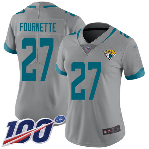 Jaguars #27 Leonard Fournette Silver Women's Stitched Limited Inverted Legend 100th Season Jersey