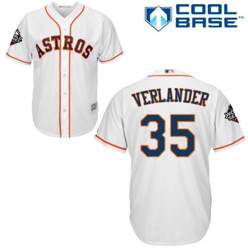 Houston Astros #35 Justin Verlander White Cool Base 2019 World Series Bound Stitched Youth Jersey Youth
