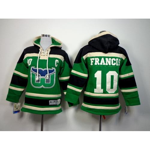 Hartford Whalers #10 Ron Francis Green Sawyer Hooded Sweatshirt Stitched Youth Jersey Youth