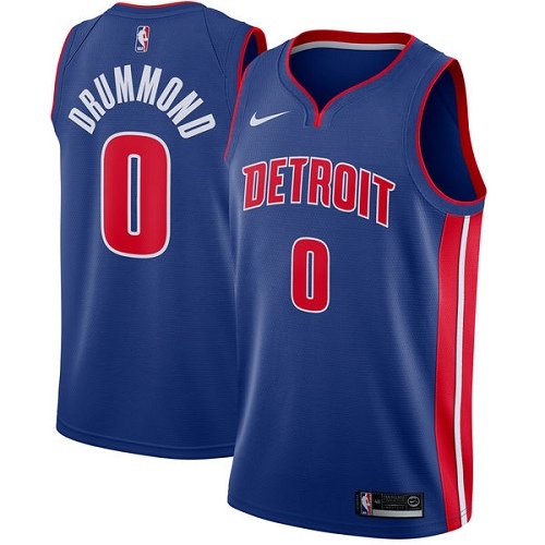 Detroit Pistons #0 Andre Drummond Blue Womens Swingman Icon Edition Jersey Womens