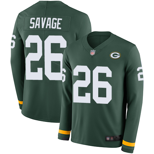 Packers #26 Darnell Savage Green Team Color Men's Stitched Limited Therma Long Sleeve Jersey