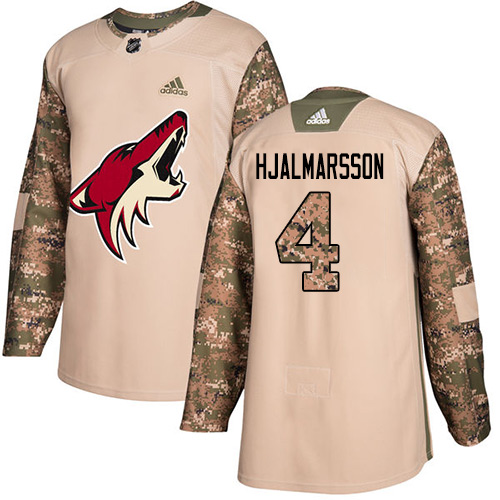 Adidas Arizona Coyotes #4 Niklas Hjalmarsson Camo Authentic 2017 Veterans Day Stitched Jersey Men's
