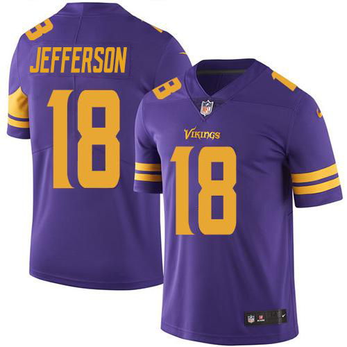 Vikings #18 Justin Jefferson Purple Youth Stitched Limited Rush Jersey