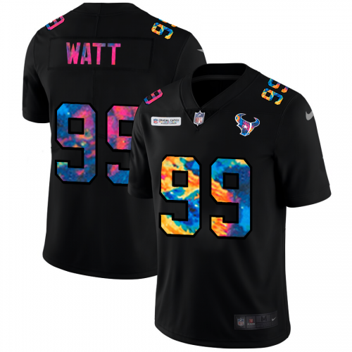 Houston Houston Texans #99 J.J. Watt Men's Multi-Color Black 2020 Crucial Catch Vapor Untouchable Limited Jersey Men's