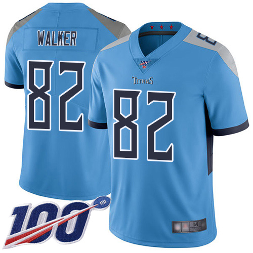 Tennessee Titans #82 Delanie Walker Light Blue Alternate Men's Stitched 100th Season Vapor Limited Jersey Men's