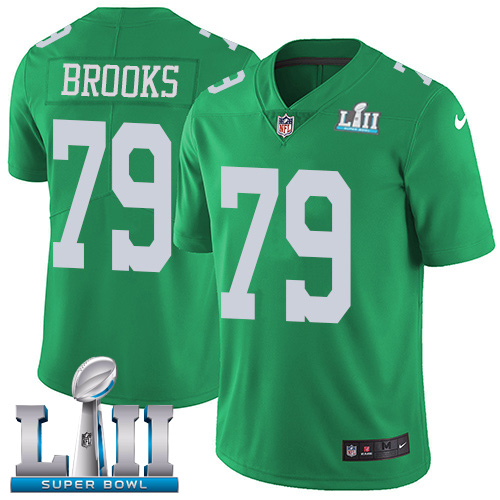 Philadelphia Eagles #79 Brandon Brooks Green Super Bowl LII Men's Stitched Limited Rush Jersey Men's