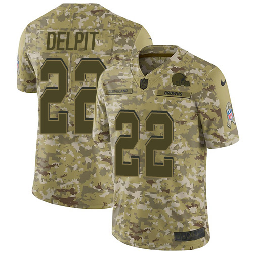 Cleveland Browns #22 Grant Delpit Camo Youth Stitched Limited 2018 Salute To Service Jersey Youth