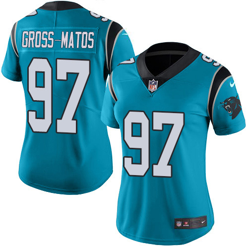 Carolina Panthers #97 Yetur Gross-Matos Blue Alternate Women's Stitched Vapor Untouchable Limited Jersey Womens