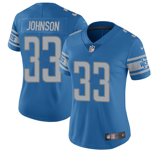 Detroit Lions #33 Kerryon Johnson Light Blue Team Color Women's Stitched Vapor Untouchable Limited Jersey Womens