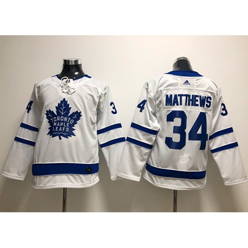 Adidas Maple Toronto Maple Leafs #34 Auston Matthews White Road Authentic Stitched Youth Jersey Youth