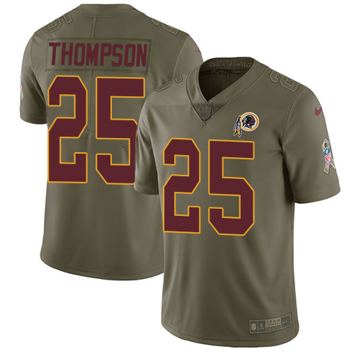 Washington Commanders #25 Chris Thompson Olive Youth Stitched Limited 2017 Salute to Service Jersey Youth