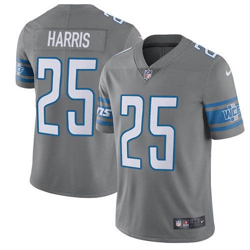 Detroit Lions #25 Will Harris Gray Men's Stitched Limited Rush Jersey Men's