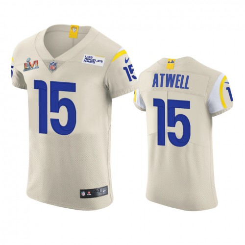 Los Angeles Los Angeles Rams #15 Tutu Atwell Men's Super Bowl LVI Patch Vapor Elite Player Jersey - Bone Men's