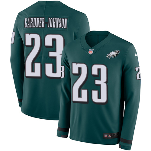 Eagles #23 C.J. Gardner-Johnson Green Team Color Men's Stitched Limited Therma Long Sleeve Jersey