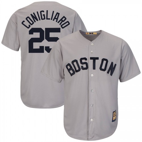 Boston Boston Red Sox #25 Tony Conigliaro Majestic Cooperstown Collection Cool Base Player Jersey Gray Men's