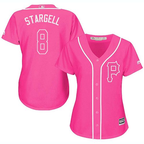 Pittsburgh Pirates #8 Willie Stargell Pink Fashion Women's Stitched Jersey Womens