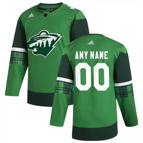Minnesota Wild Men's Adidas 2020 St. Patrick's Day Custom Stitched Jersey Green