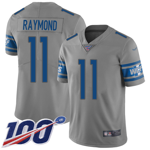 Lions #11 Kalif Raymond Gray Youth Stitched Limited Inverted Legend 100th Season Jersey