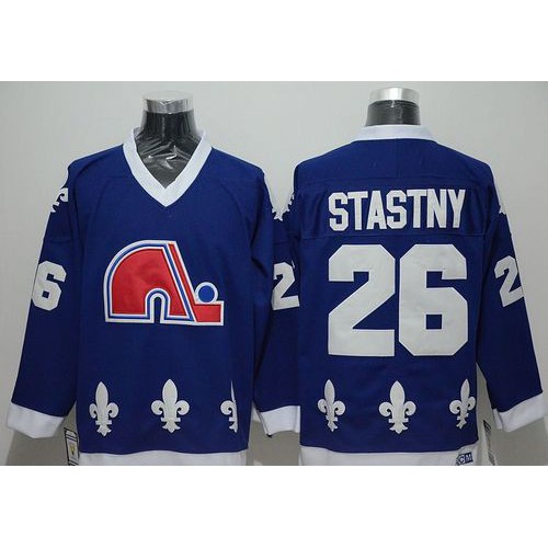 Quebec Nordiques #26 Peter Stastny Blue CCM Throwback Stitched Jersey Men's